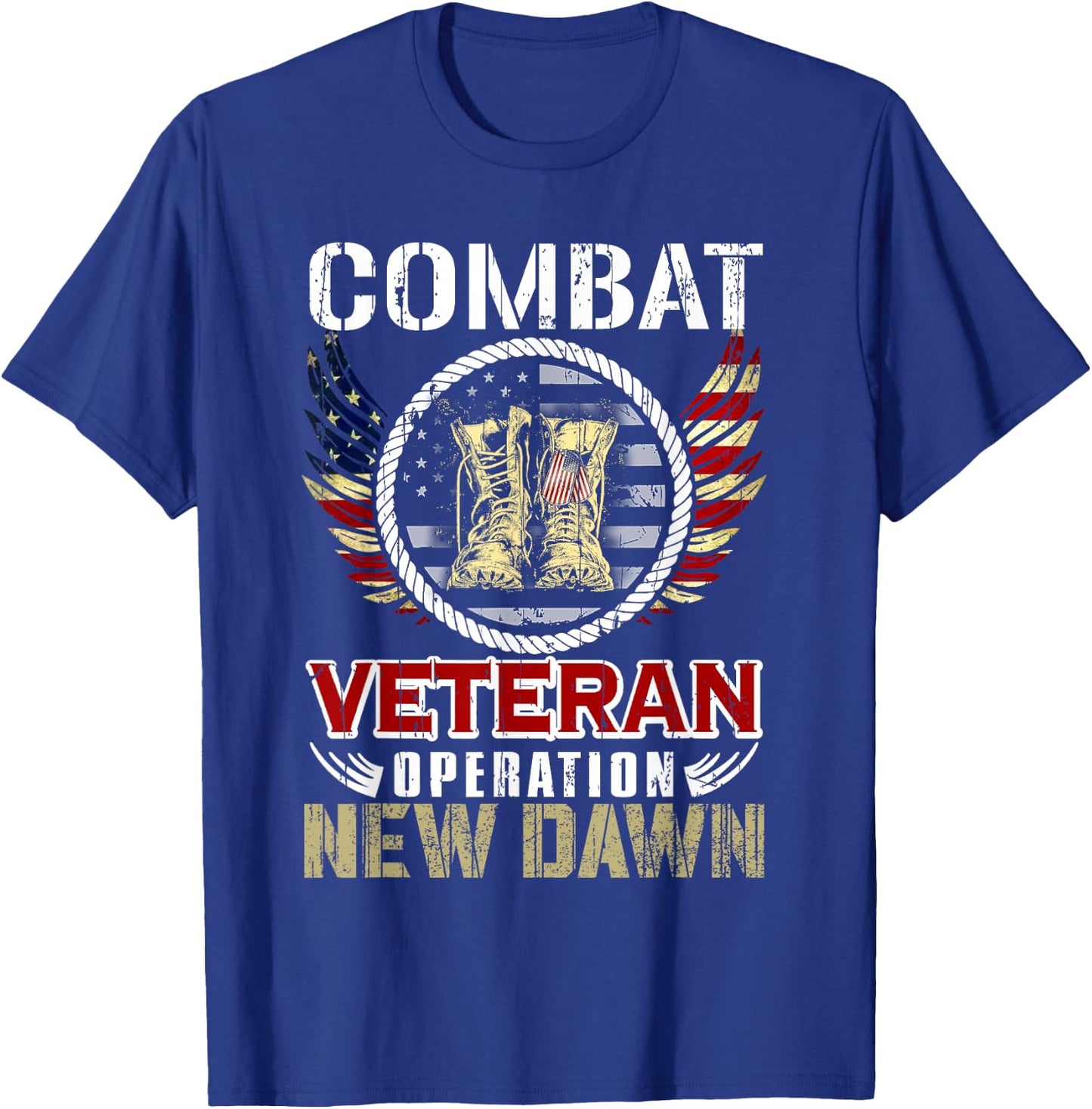 Combat Veteran New Dawn American Military T-Shirt - T-Shirt | Royal