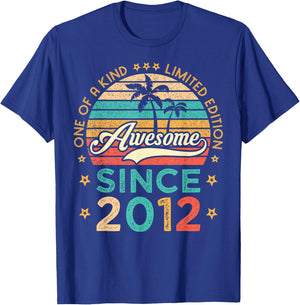 Awesome Since 2012 One Of A Kind Limited Edition Birthday T-Shirt - T-Shirt | Royal