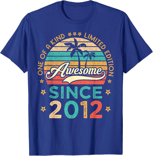 Awesome Since 2012 One Of A Kind Limited Edition Birthday T-Shirt - T-Shirt | Royal