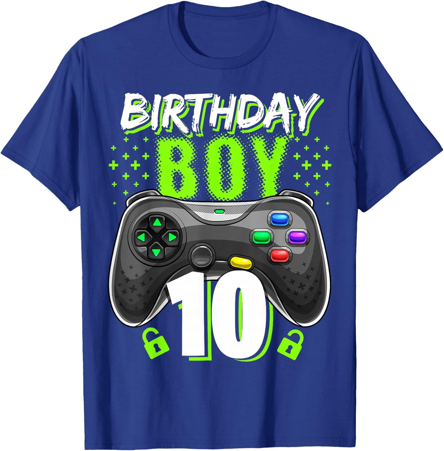 Birthday Boy 10 Video Game Controller Gamer 10th Birthday T-Shirt - T-Shirt | Royal