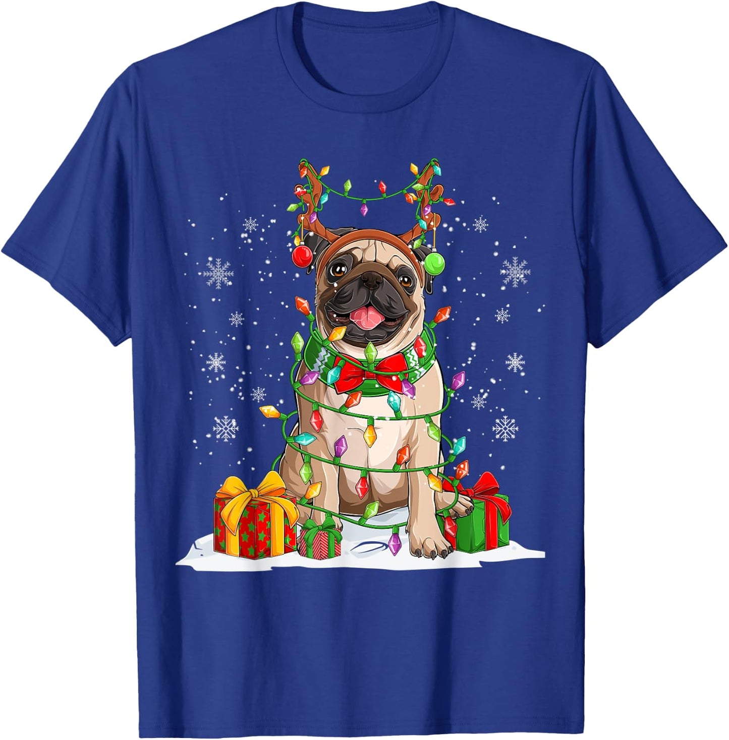 Ugly Pug Christmas Sweater Pajama Men Family T-Shirt - T-Shirt | Royal