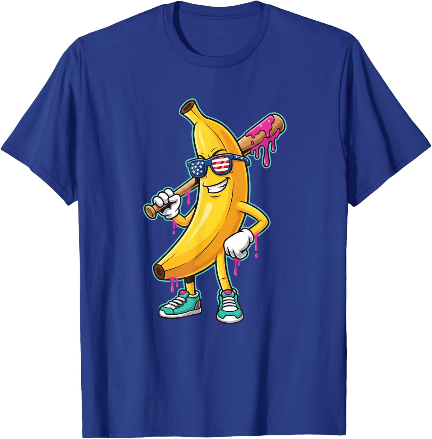 Funny Banana Drip Strong American Flag Kids Youth Boys Girls T-Shirt - T-Shirt | Royal