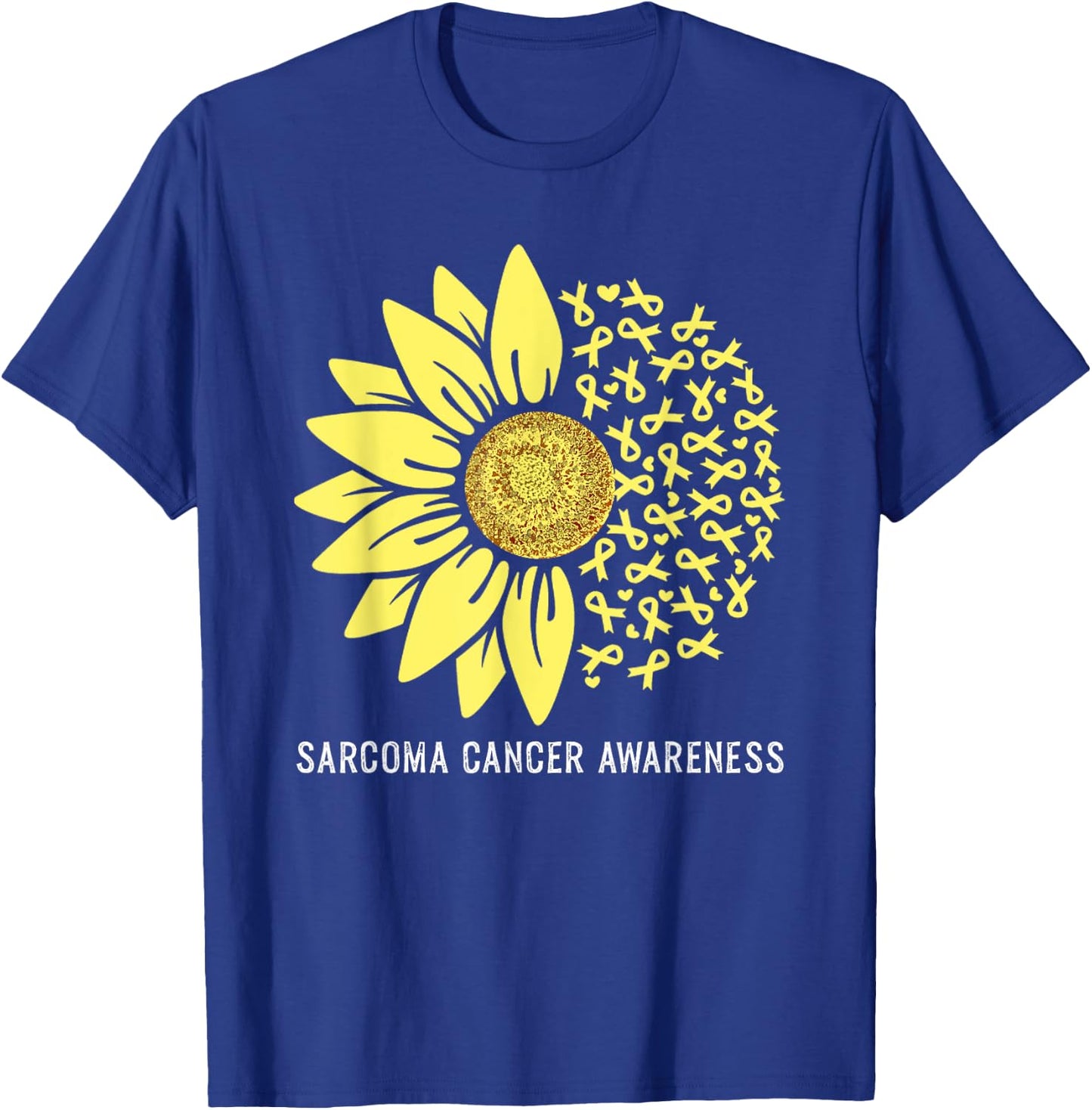 Yellow Ribbon Sunflower Sarcoma Cancer Awareness T-Shirt - T-Shirt | Royal