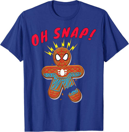 Marvel Spider-Man Gingerbread Cookie Oh Snap Christmas T-Shirt - T-Shirt | Royal