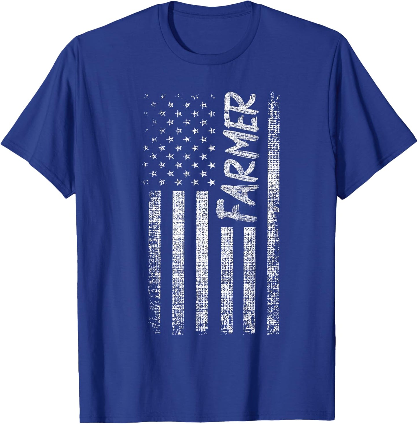 American USA Flag Farmer Rancher Farming T-Shirt - T-Shirt | Royal