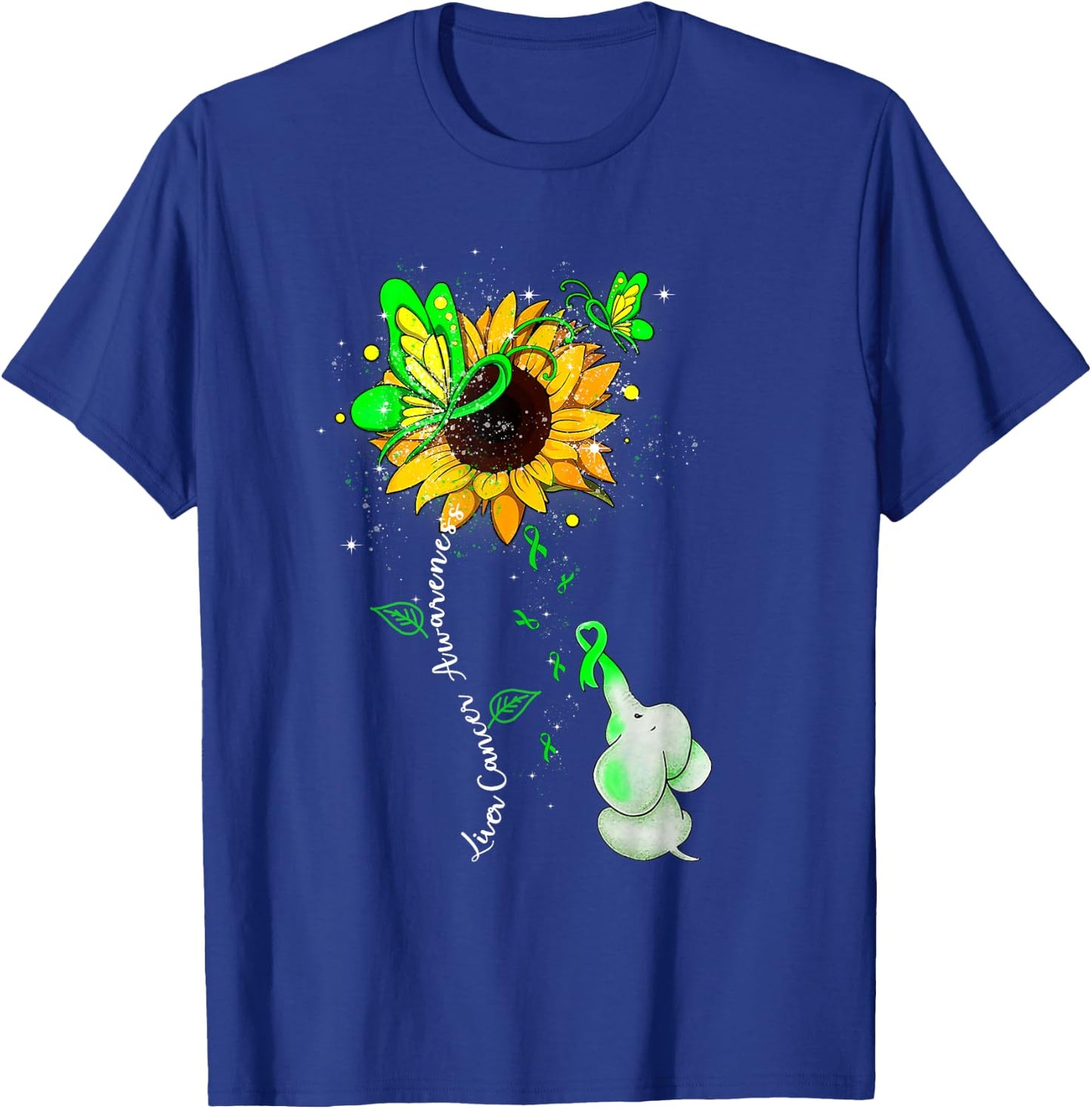 Liver Cancer Awareness Sunflower Elephant Men T-Shirt - T-Shirt | Royal