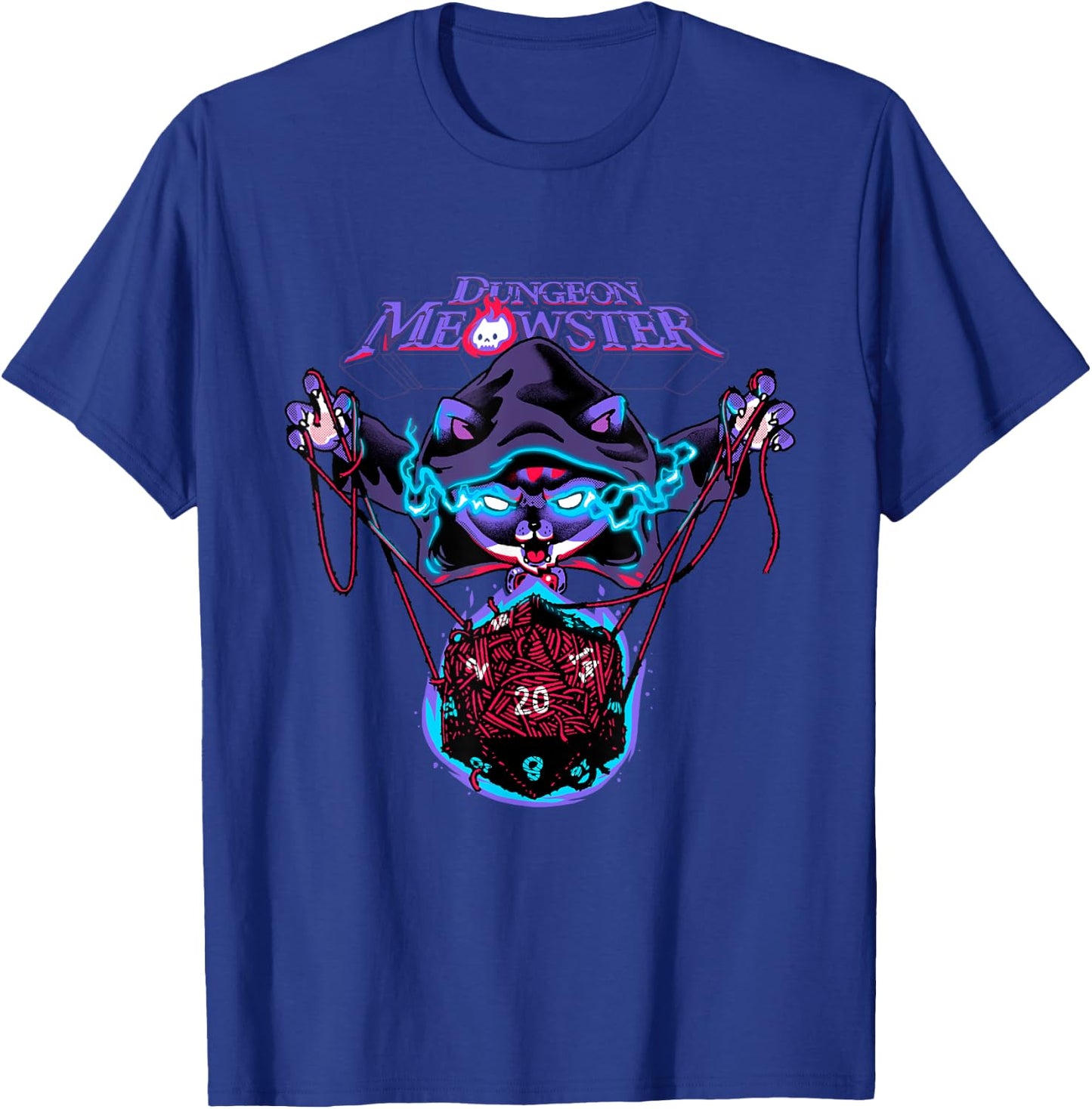 Dungeon Meowster Funny Nerdy Gamer Cat D20 Tabletop RPG T-Shirt - T-Shirt | Royal