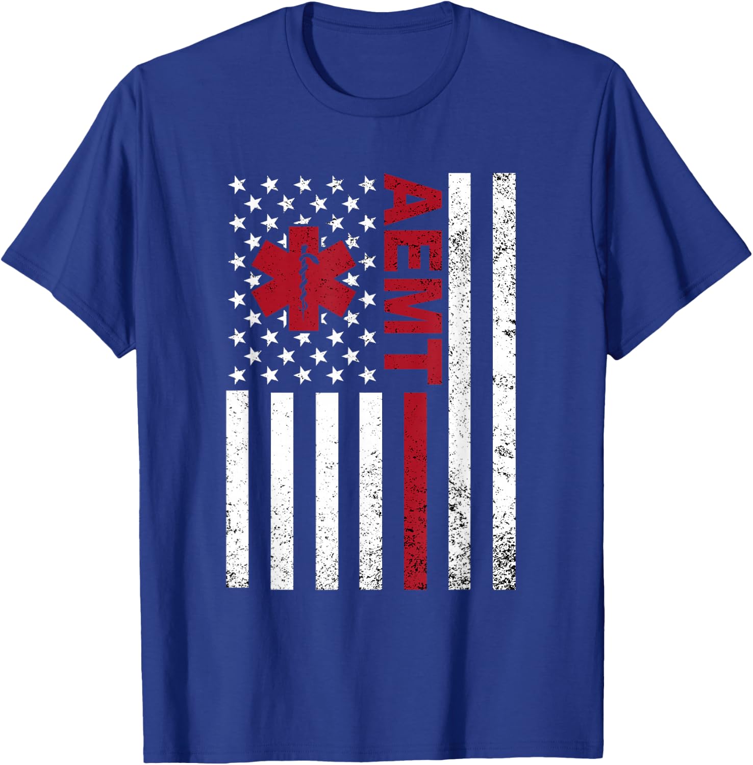 AEMT Advanced Emergency Medical Technician USA Flag T-Shirt - T-Shirt | Royal