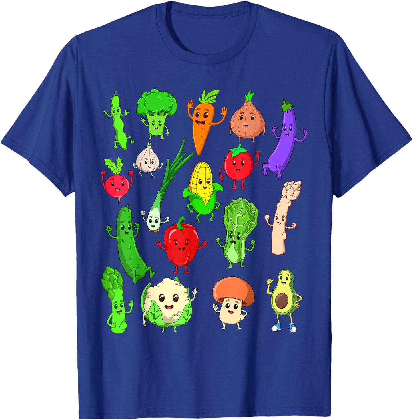 Comic Kawaii Vegetables T-Shirt - T-Shirt | Royal