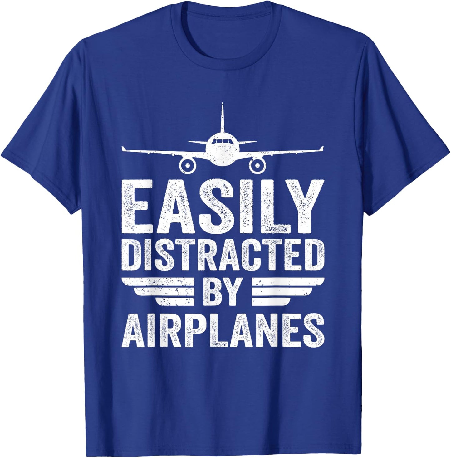 Easily Distracted By Airplanes Funny Aviation Pilot Airplane T-Shirt - T-Shirt | Royal