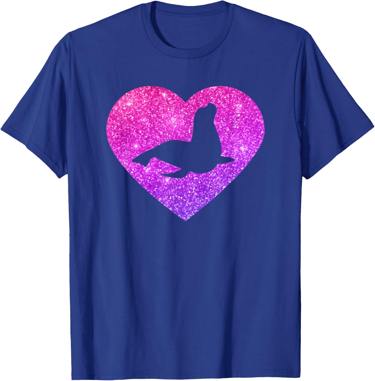 Cute Sea Lion Heart Gift Girls Teens And Women T-Shirt - T-Shirt | Royal