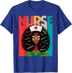 Retro Vintage Style Black Nurse Afro American Melanin Nurse T-Shirt - T-Shirt | Royal