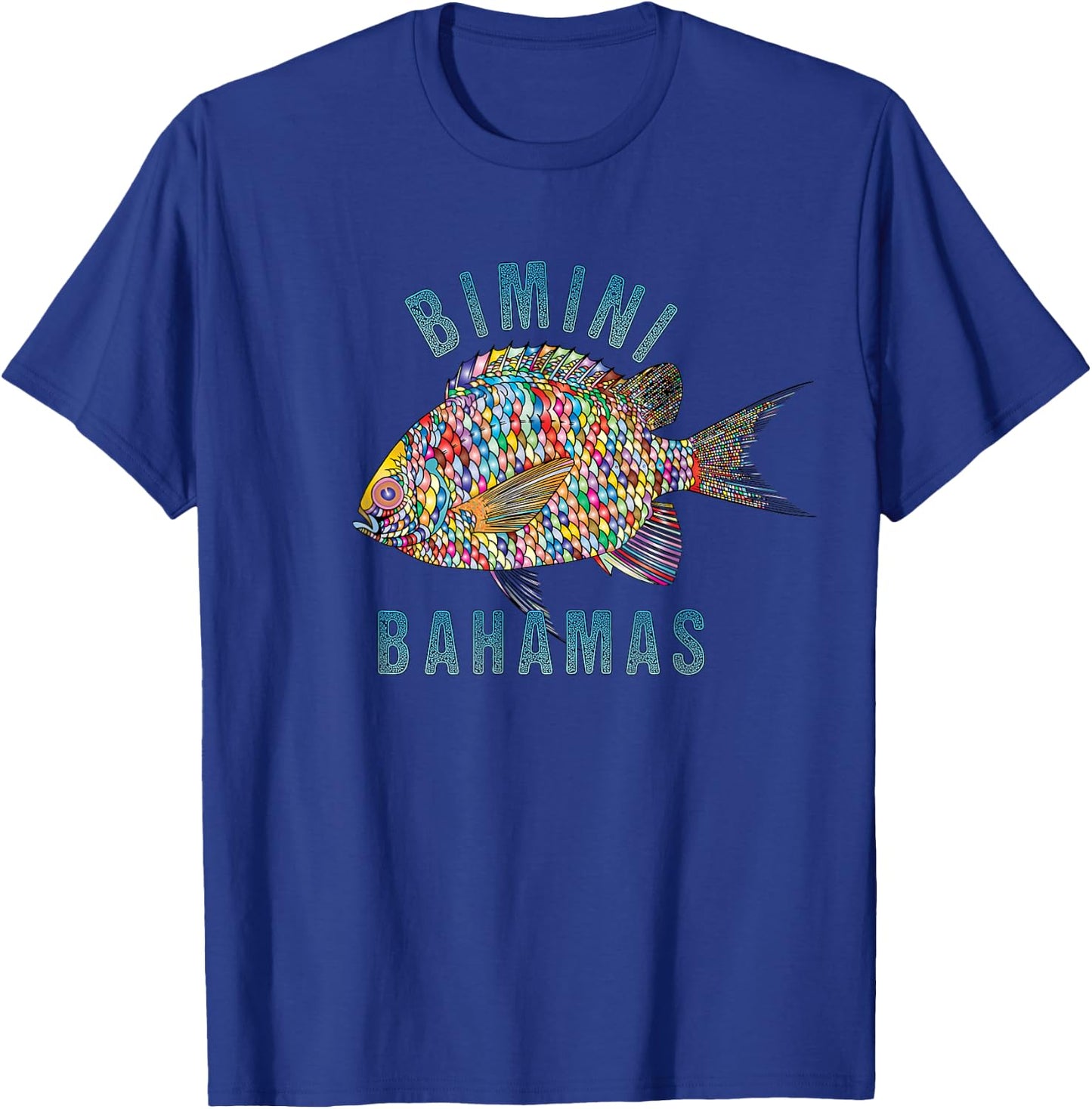 Bimini, Bahamas Beach Design / Souvenir Illustration T-Shirt - T-Shirt | Royal