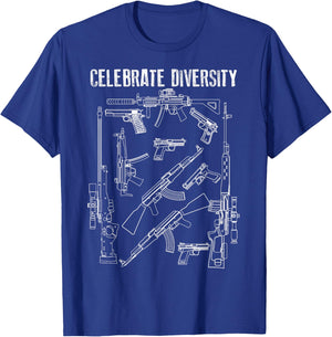 Celebrate Diversity | Cute Black Firearm Owners Funny Gift T-Shirt - T-Shirt | Royal