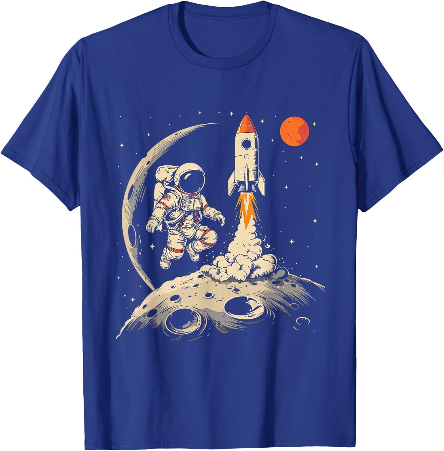 Space Rocket Astronaut with Planets and Moon Spaceship Kids T-Shirt - T-Shirt | Royal