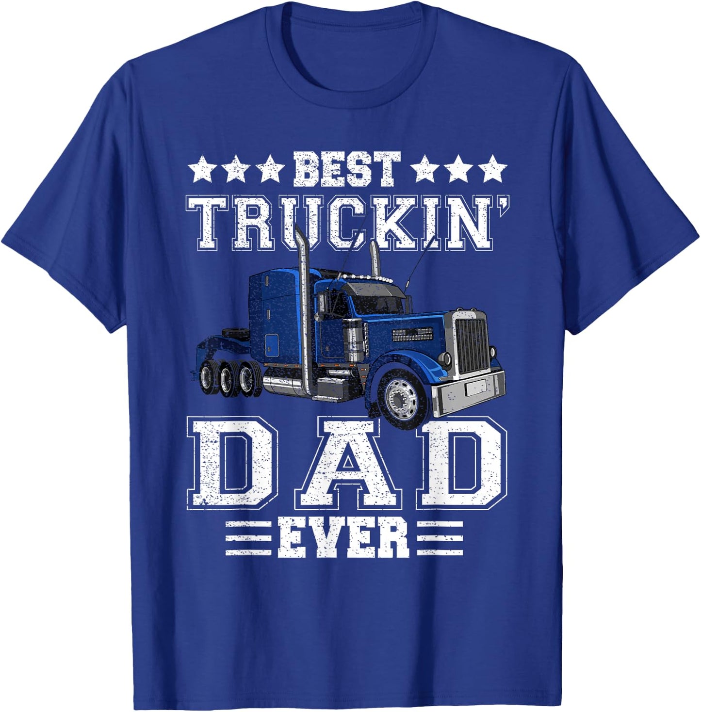 Retro Best Truckin' Dad Ever Driver Trucker Father's Day Men T-Shirt - T-Shirt | Royal