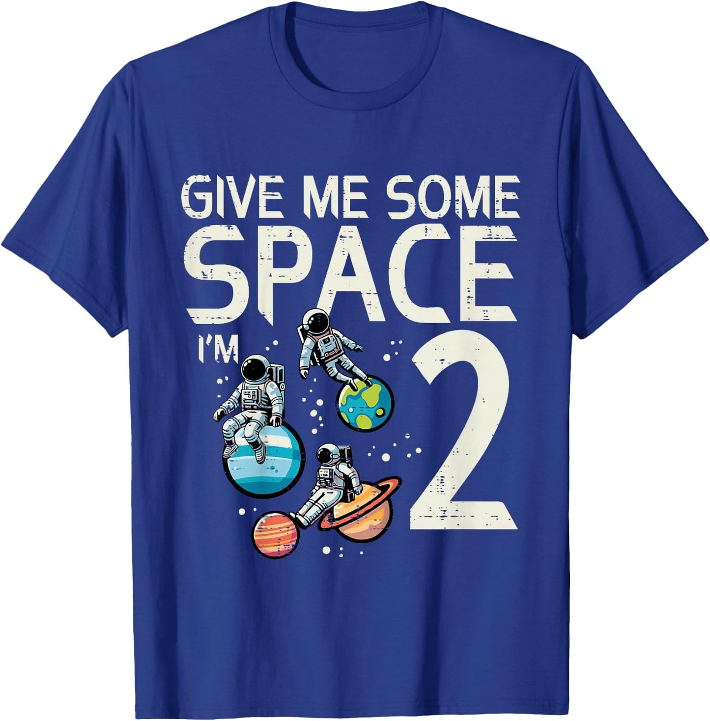 Kids 2nd Birthday Astronaut Give Me Space 2 Year Old Bday Boys T-Shirt - T-Shirt | Royal