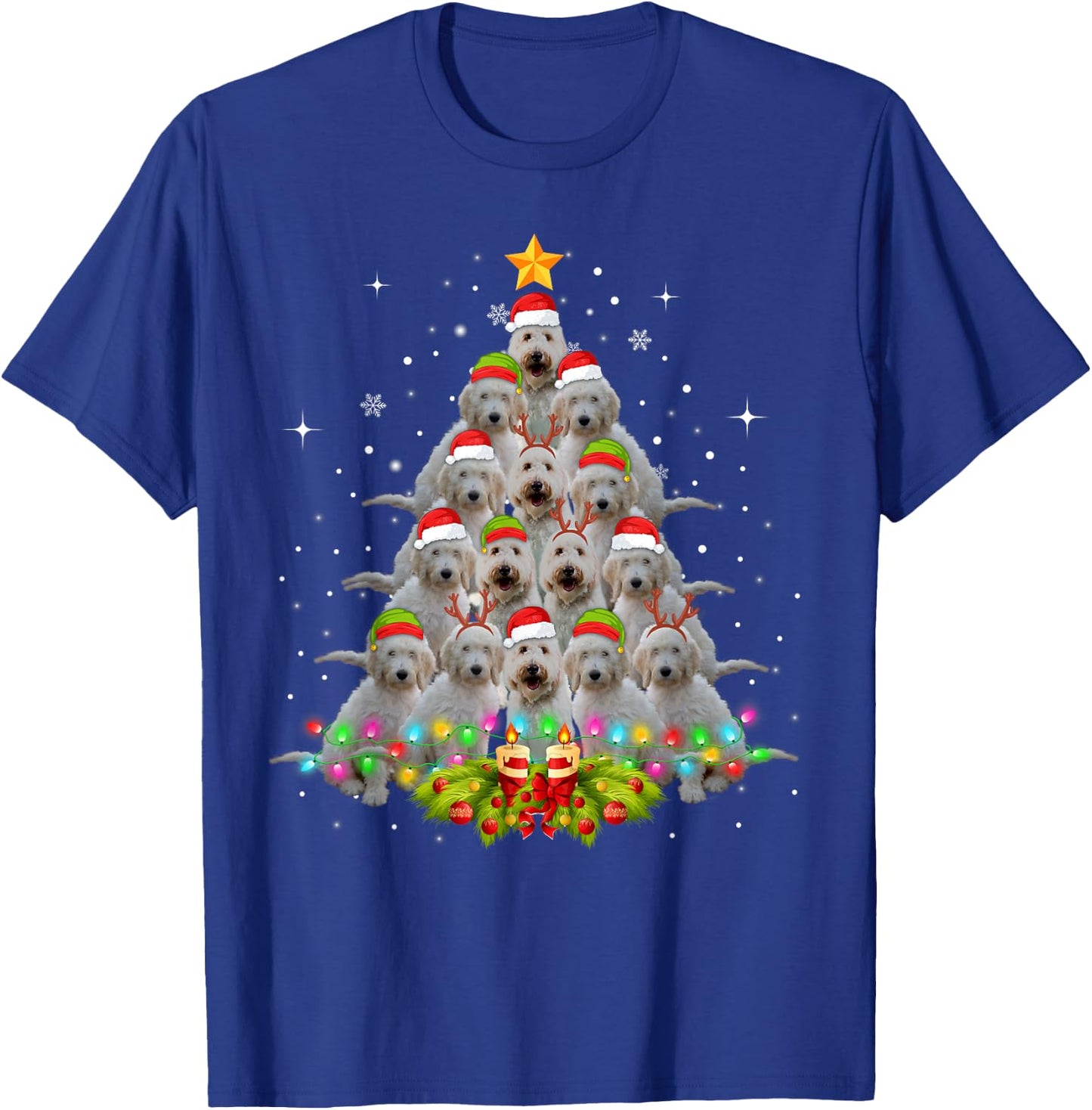 Goldendoodle Dog Tree Christmas Sweater Xmas Pet Dogs Gifts Women Kids T-Shirt - T-Shirt | Royal