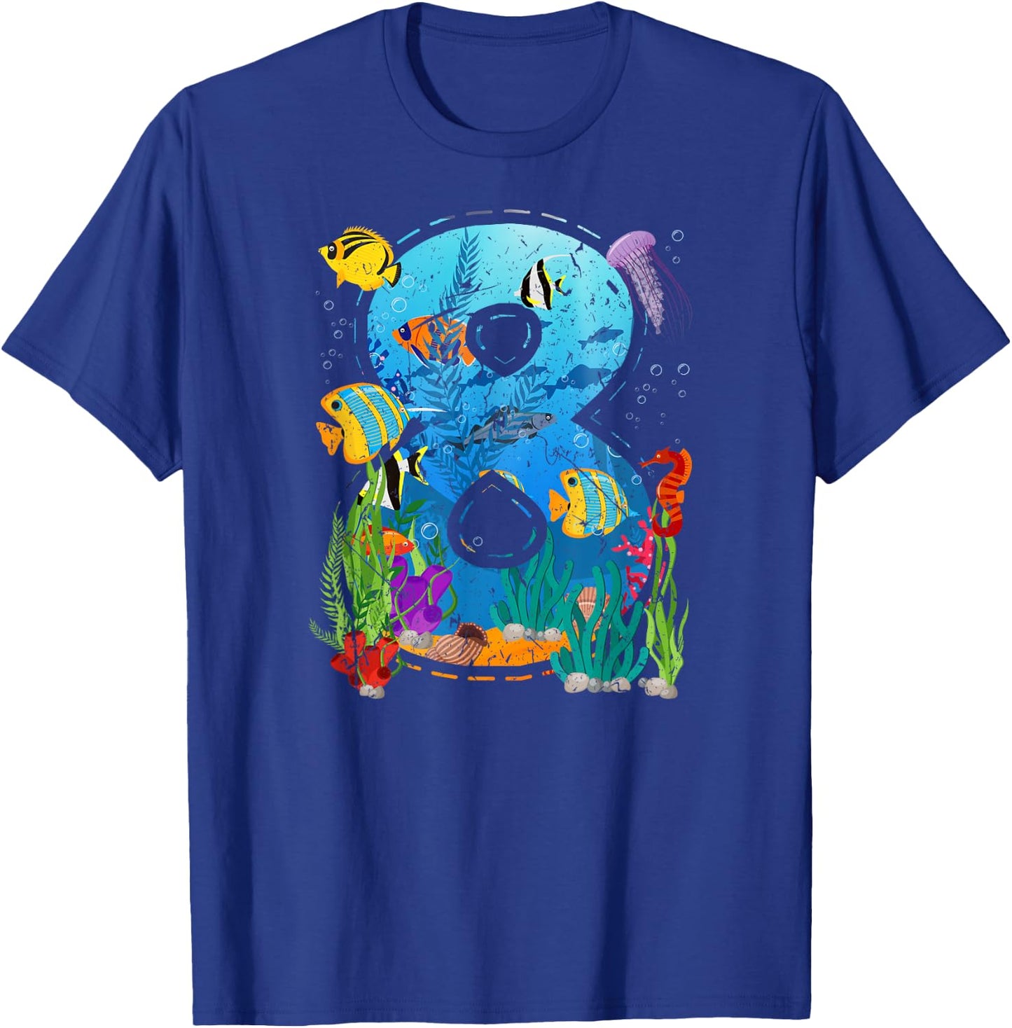 8 Year Old Boy Ocean Aquarium 8th Birthday Party Sea Animal T-Shirt - T-Shirt | Royal