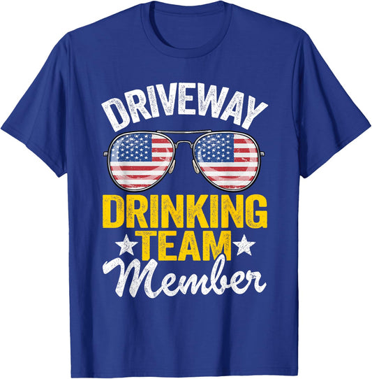 Beer Driveway Drinker US Flag Driveway Drinking Team Member T-Shirt - T-Shirt | Royal