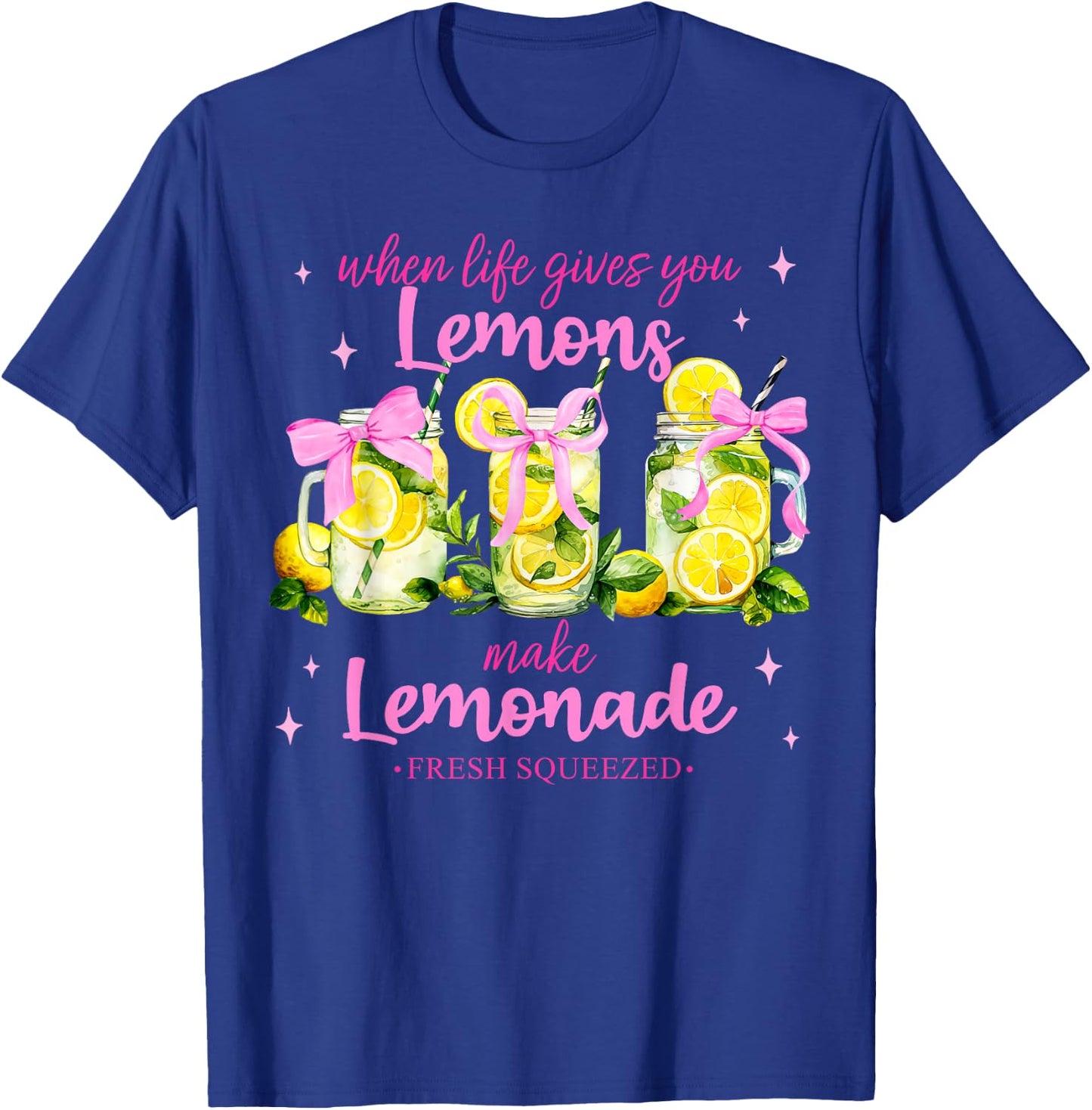 Retro When Life Gives You Lemons Pink Coquette Bow Lemonade T-Shirt - T-Shirt | Royal