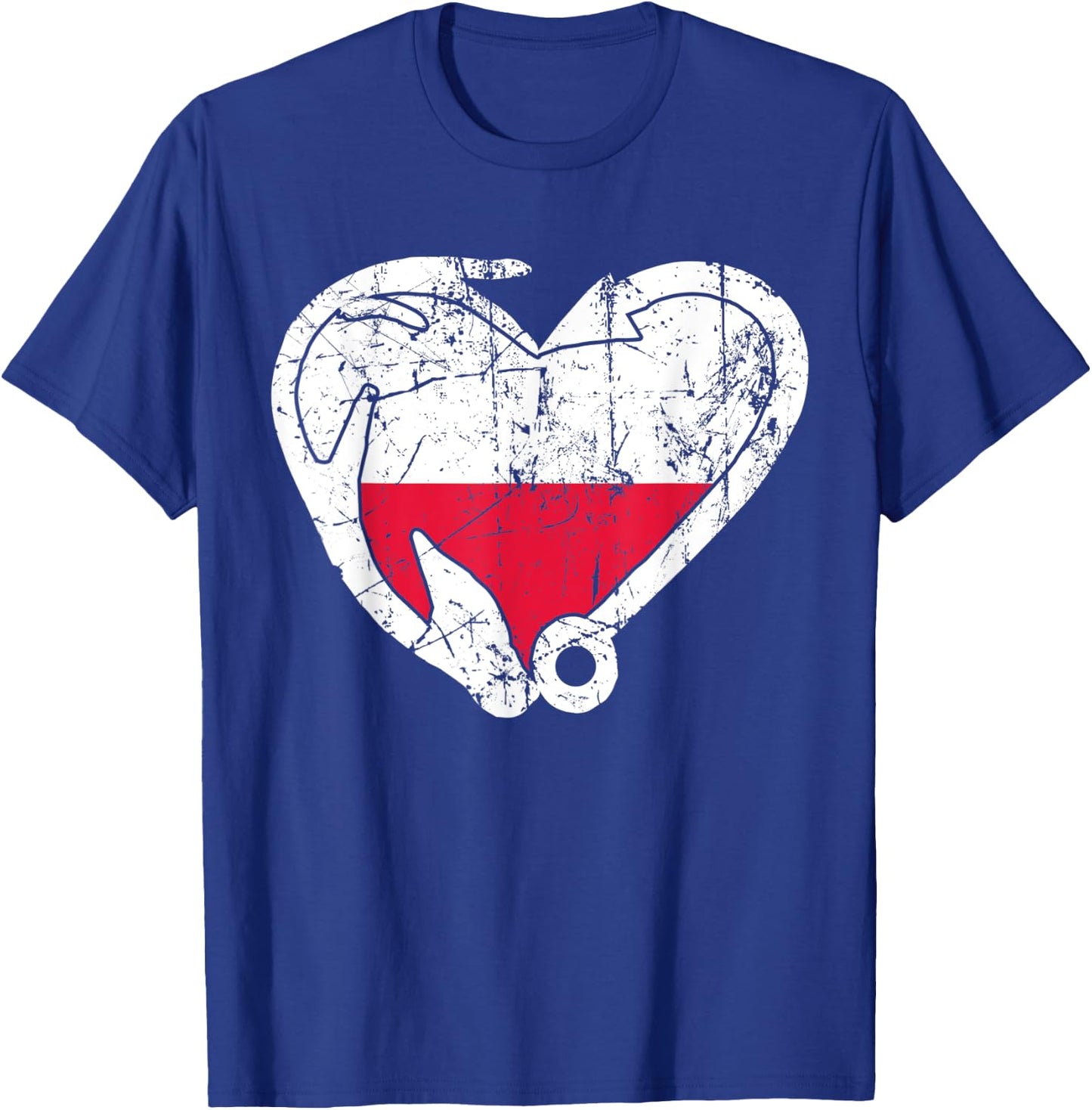 Fishing And Hunting - Fish Hook Elk Antler Polish Flag T-Shirt - T-Shirt | Royal