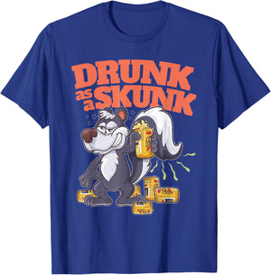 Funny Adult Humor Alcohol Beer Booze Drunk as a Skunk T-Shirt - T-Shirt | Royal