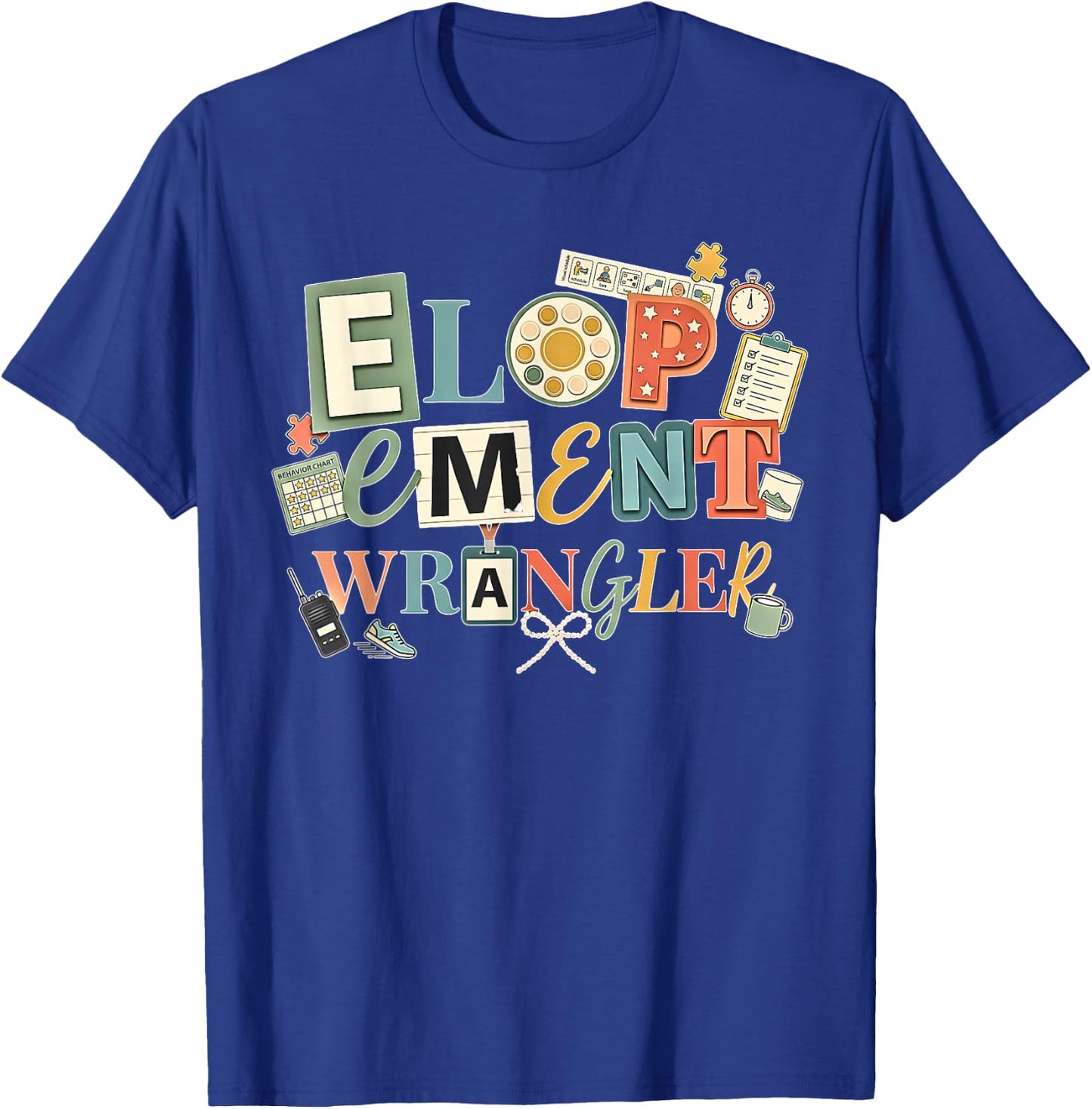 Retro Y2K ABA Elopement Wrangler RBT Behavior Therapist Bow T-Shirt - T-Shirt | Royal