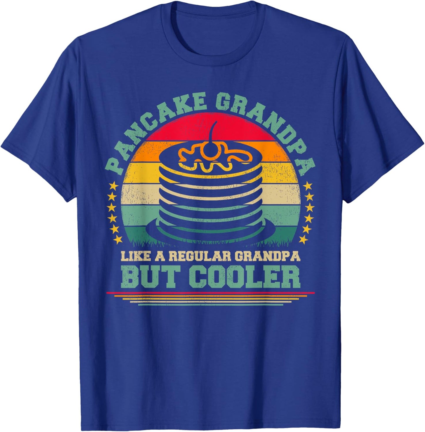 Pancake Lover Funny Vintage Pancake Grandpa Father's Day T-Shirt - T-Shirt | Royal