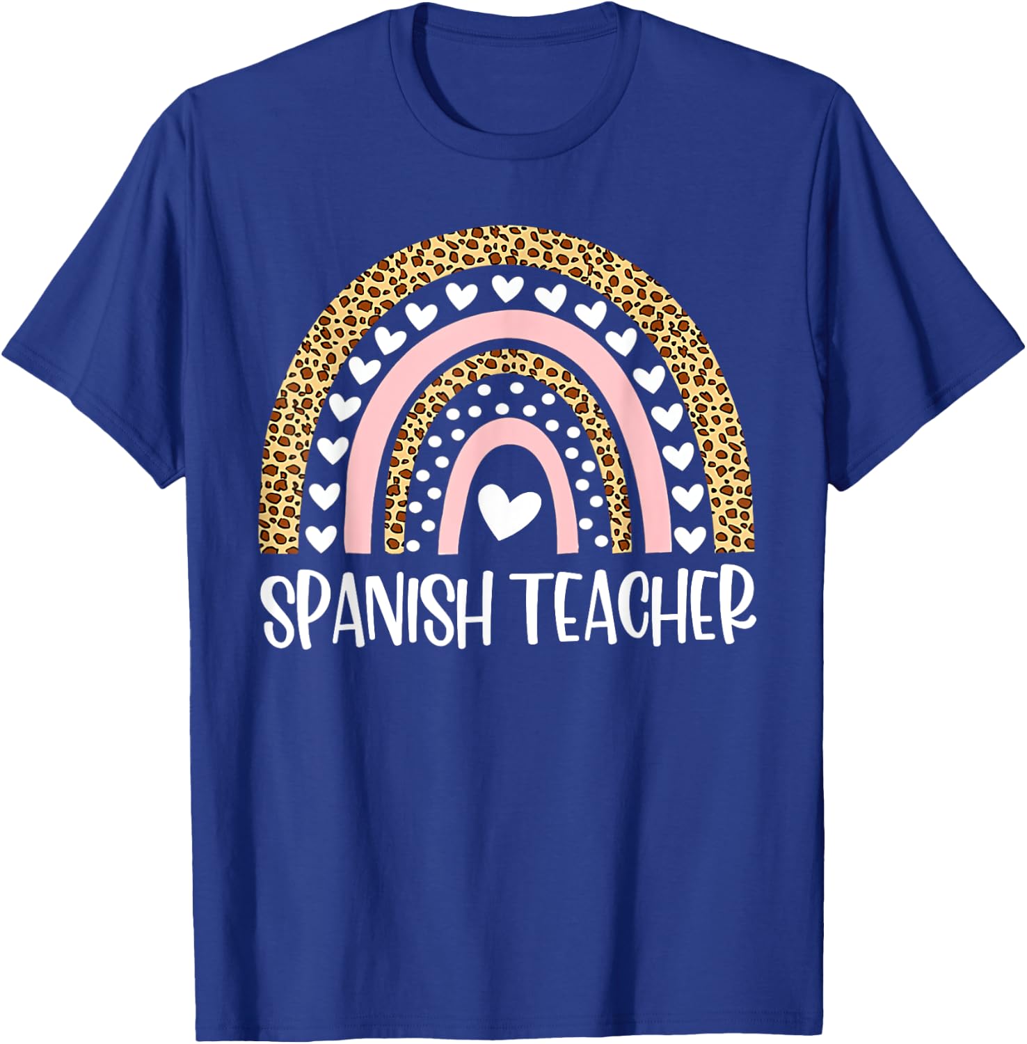 Spanish teacher leopard rainbow T-Shirt - T-Shirt | Royal