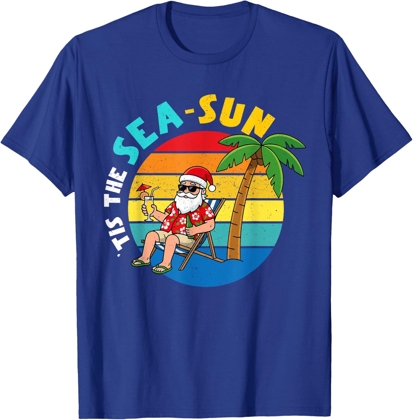Tis The Sea Sun Santa Beach Summer Christmas in July Boys T-Shirt - T-Shirt | Royal