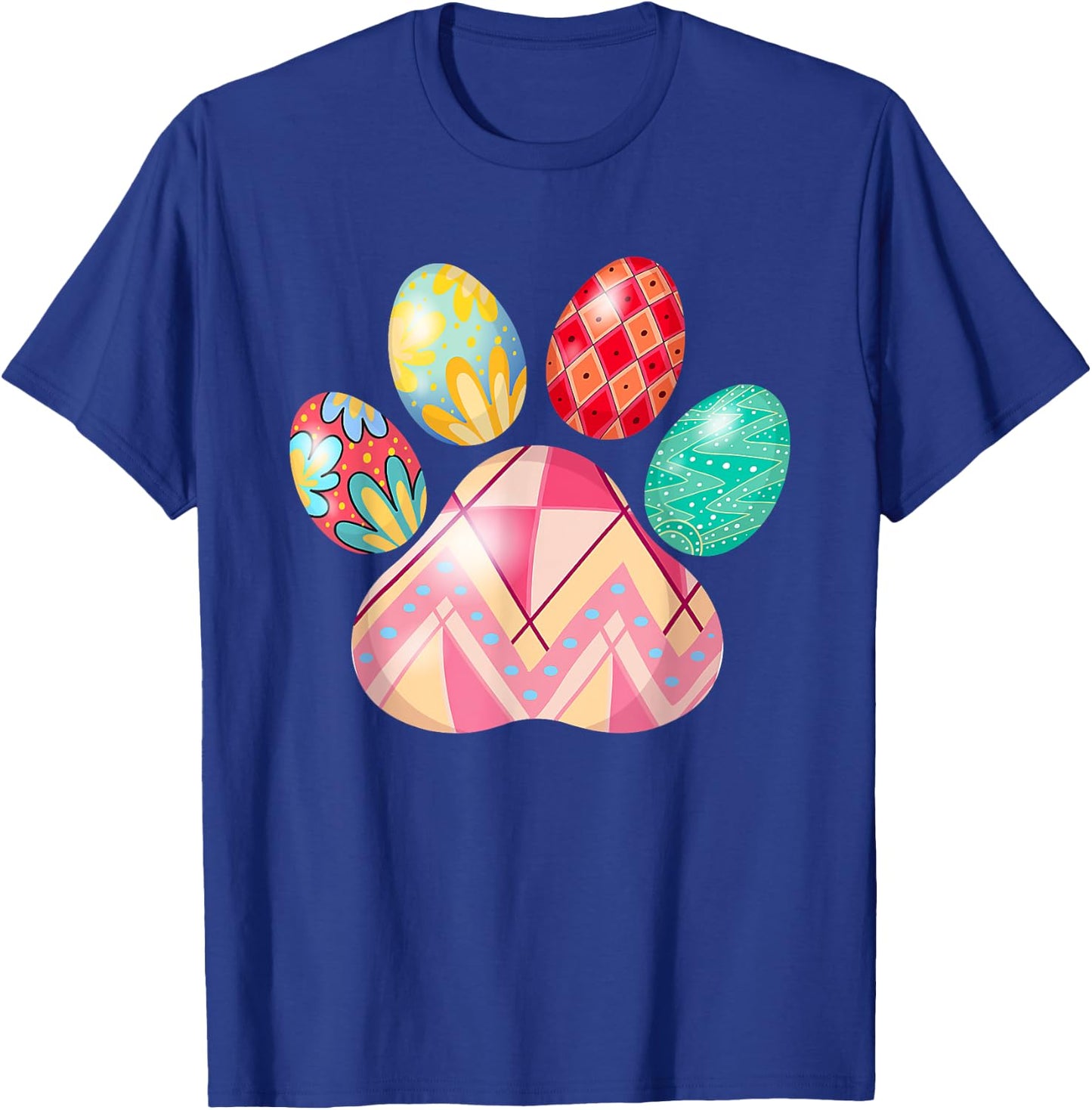 Egg Paw Print Dog Owner Lover Happy Easter Women Kids T-Shirt - T-Shirt | Royal