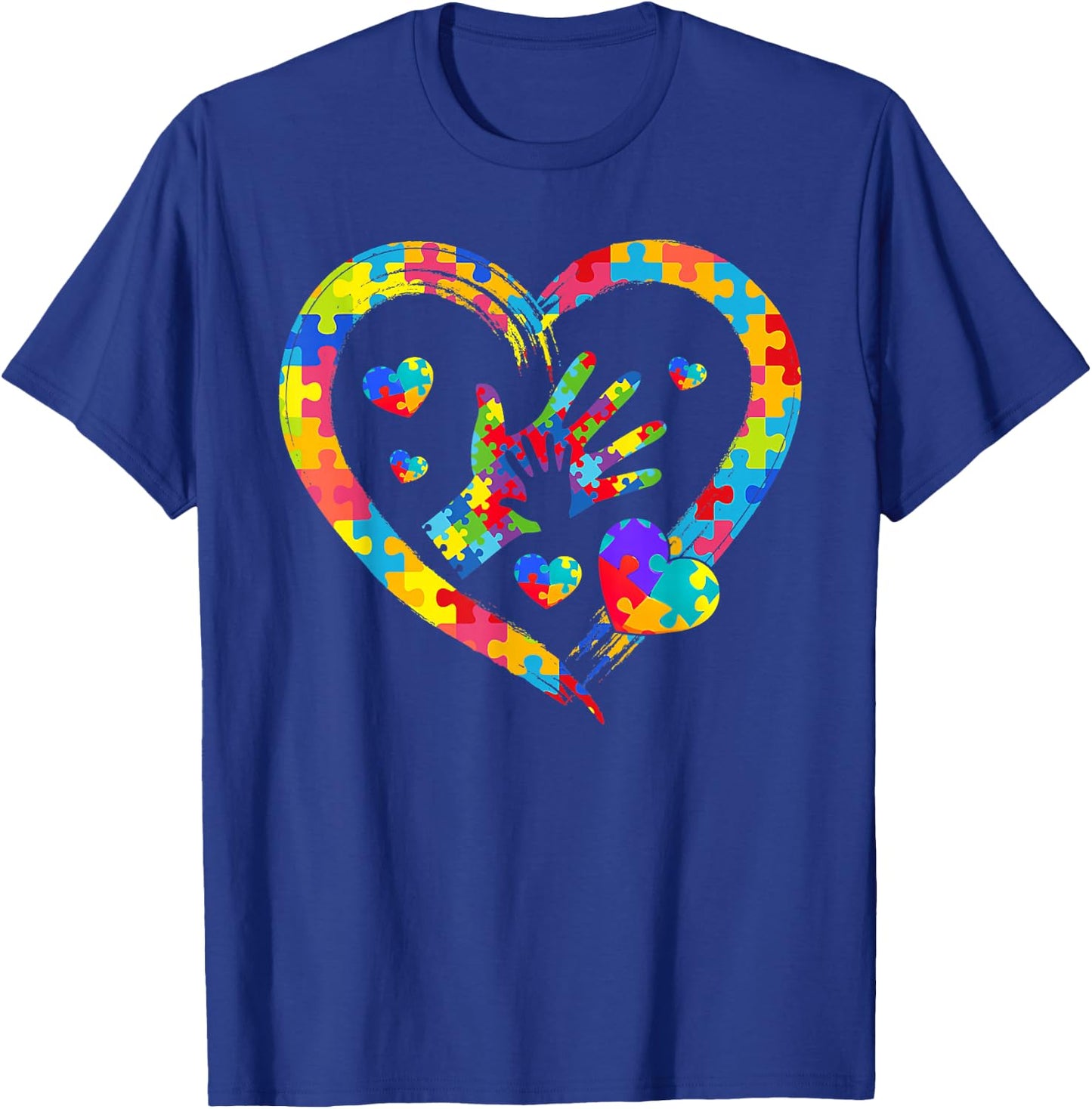 Valentines Day Love Heart Autism Awareness Puzzle Piece T-Shirt - T-Shirt | Royal