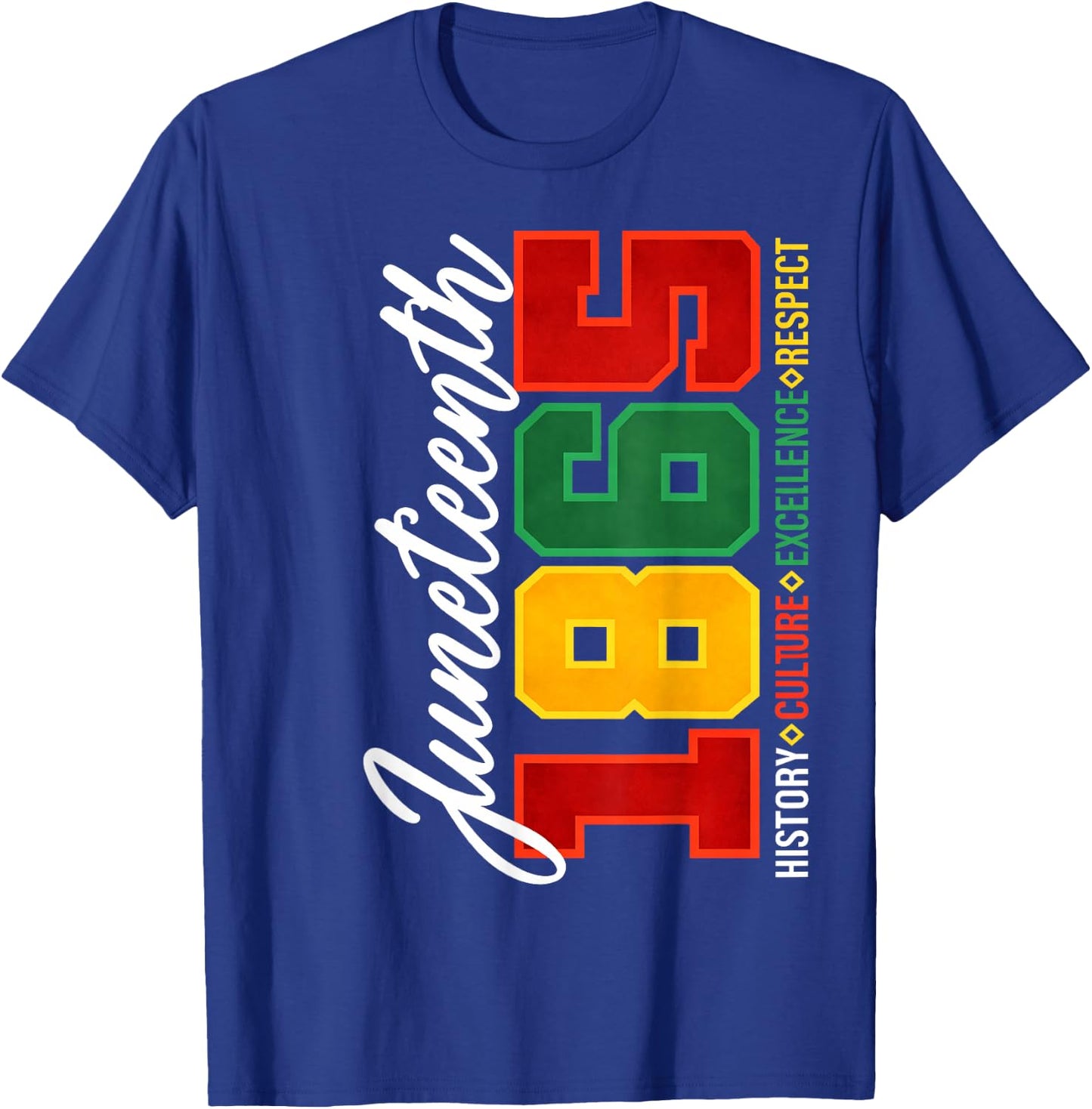 Juneteenth 1865 History Culture Excellence Respect Men Women T-Shirt - T-Shirt | Royal