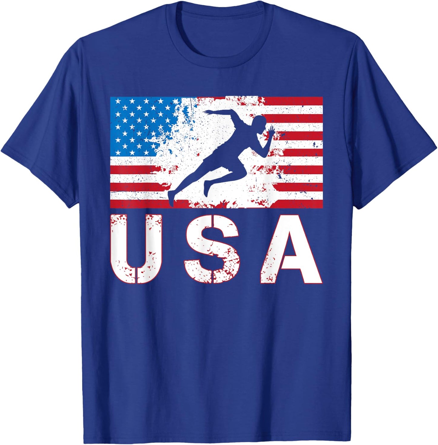 USA Track and field team American flag US men women kids T-Shirt - T-Shirt | Royal
