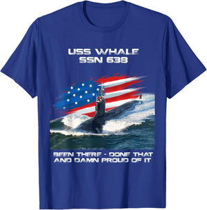 USS Whale SSN-638 American Flag Submarine Veteran Xmas Women Men T-Shirt - T-Shirt | Royal