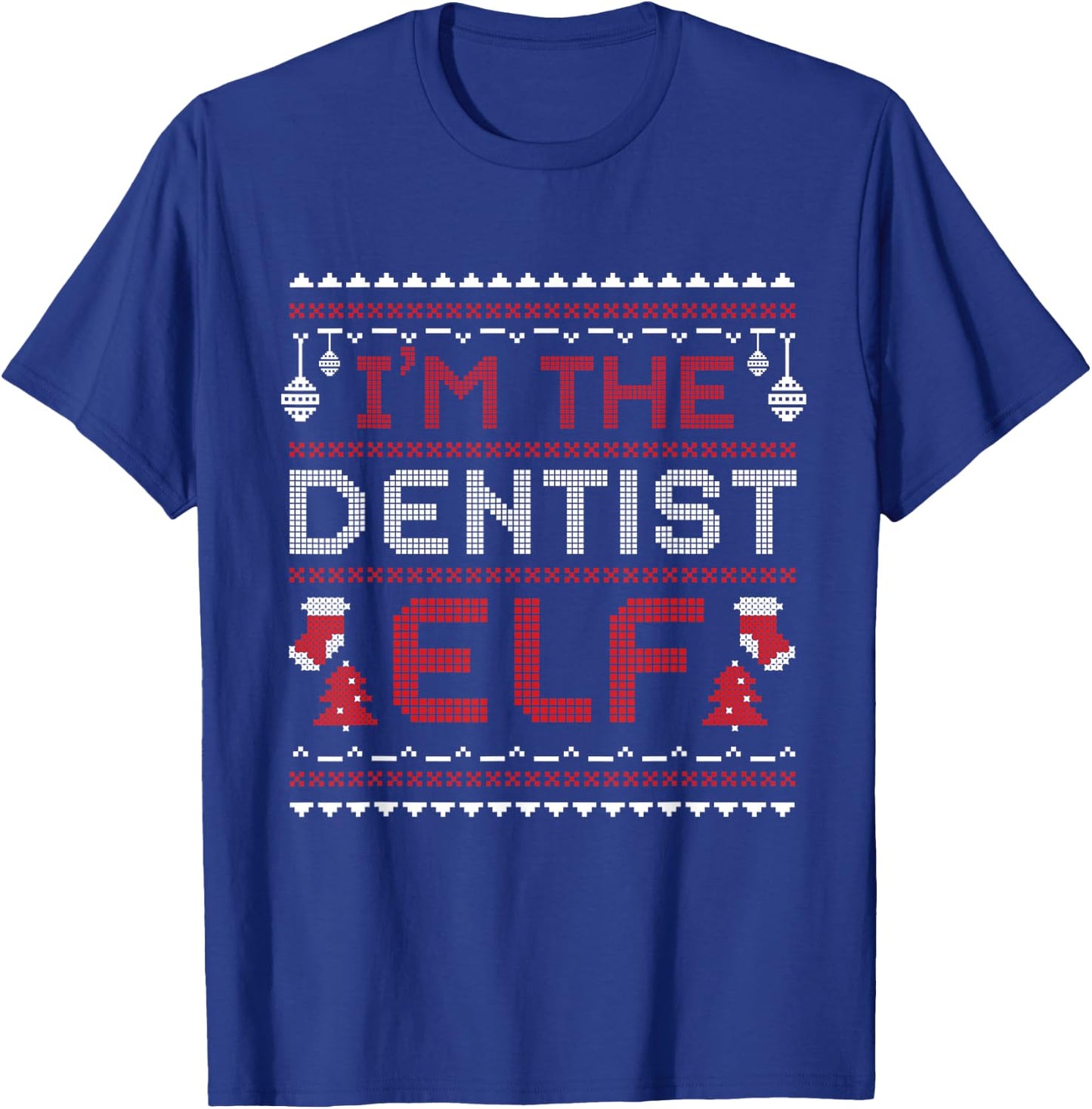 Dentist Christmas Elf Dental School Dentistry Holiday Gift T-Shirt - T-Shirt | Royal