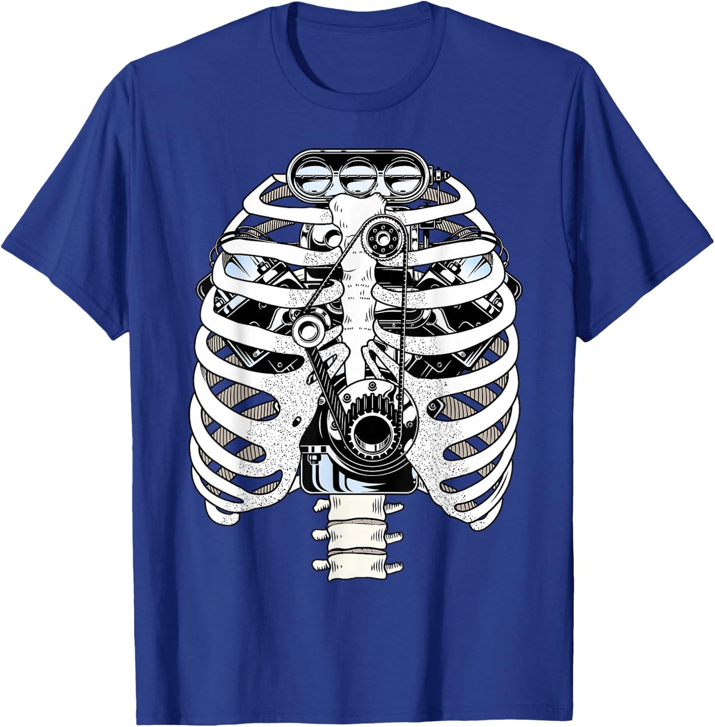 Halloween Mechanics Skeleton Engine Car Mechanic T-Shirt - T-Shirt | Royal