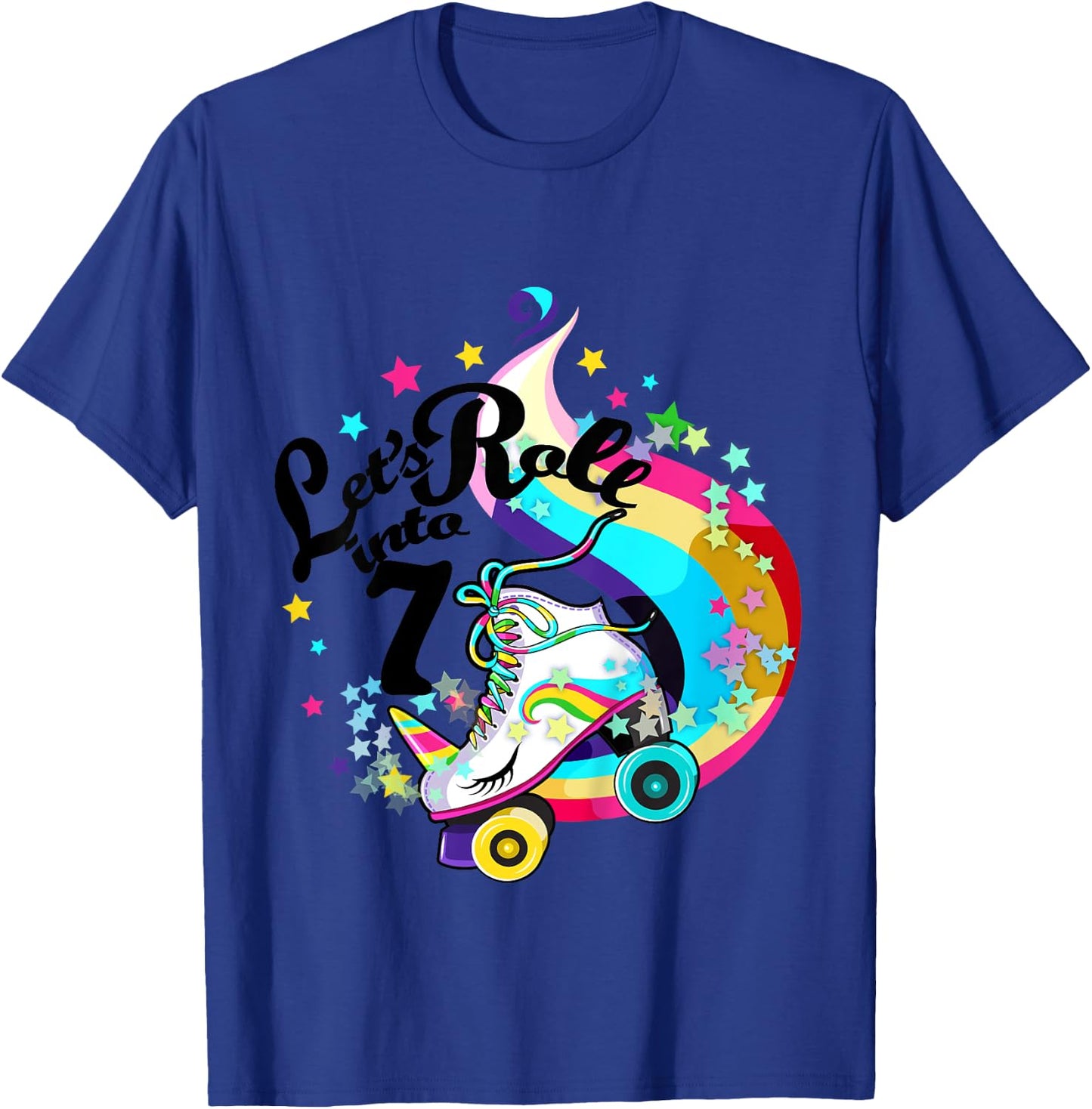 7 Year Old Birthday Shirt Girl Roller Skate Unicorn Outfit T-Shirt - T-Shirt | Royal