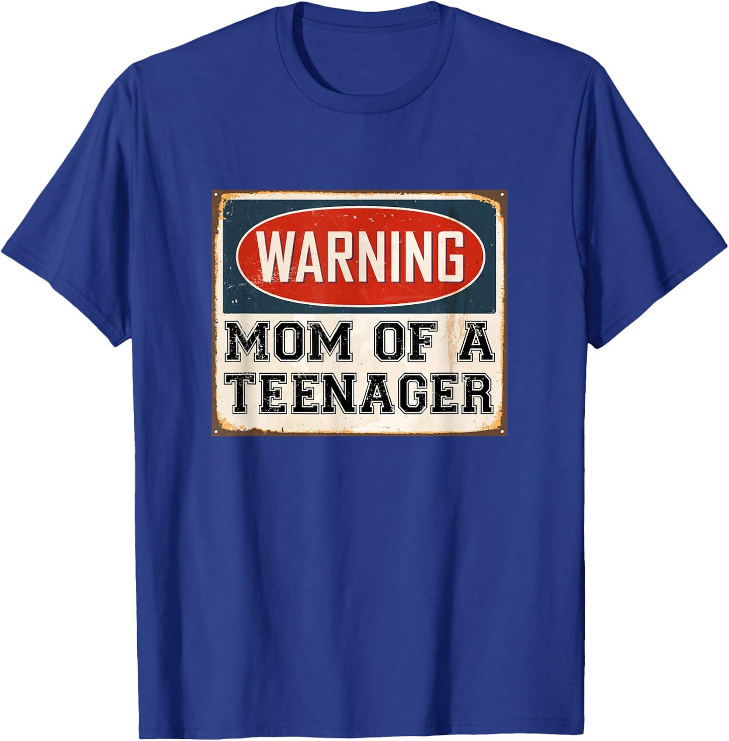 Warning Mom of a Teenager Funny Retro Humor T-Shirt - T-Shirt | Royal