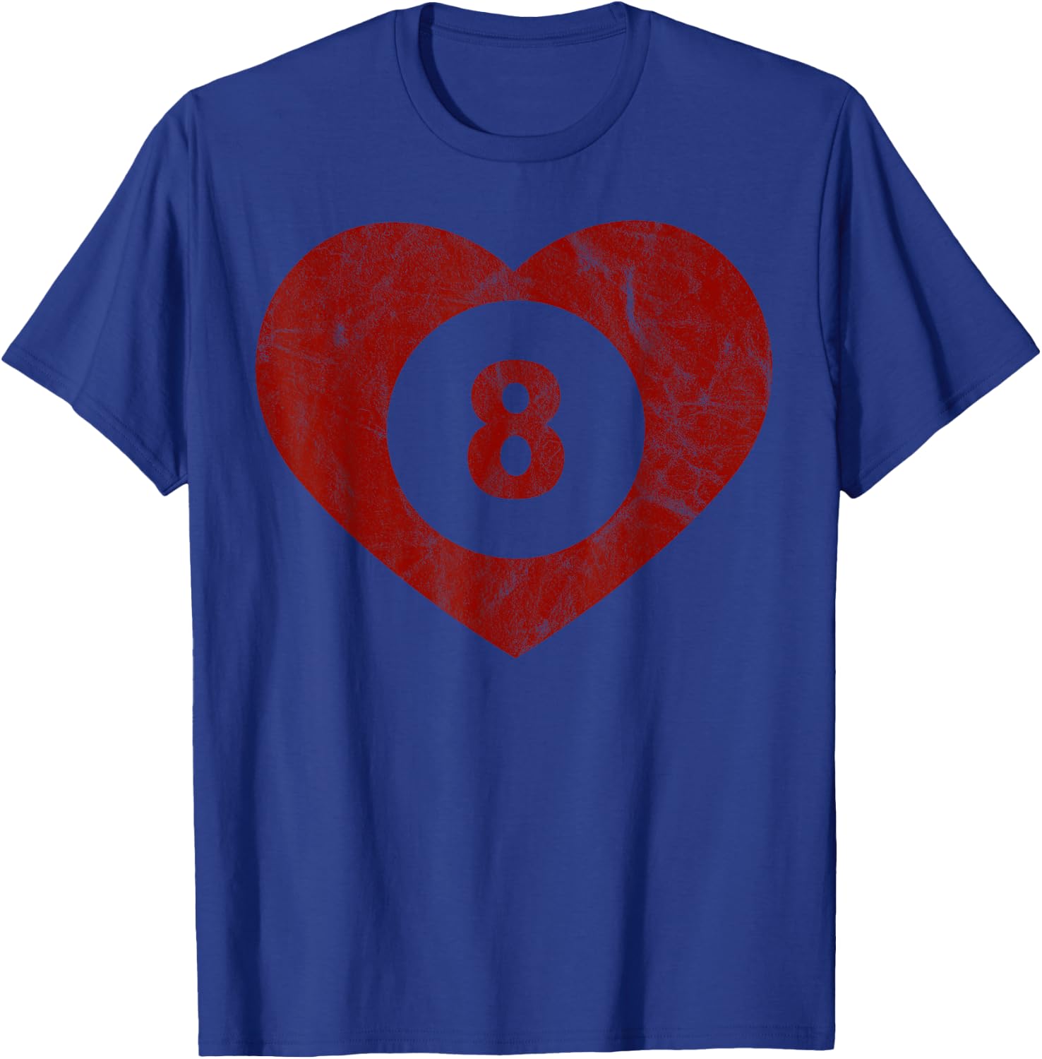 Vintage Billiard Heart Gift Snooker Player Valentine's Day T-Shirt - T-Shirt | Royal