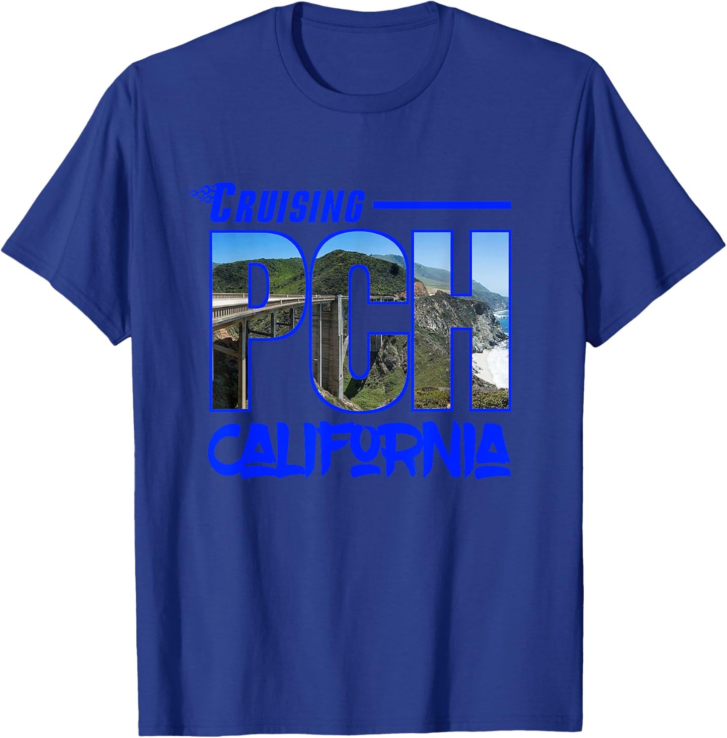 Cruising PCH California Golden State Pacific Coast Souvenir T-Shirt - T-Shirt | Royal