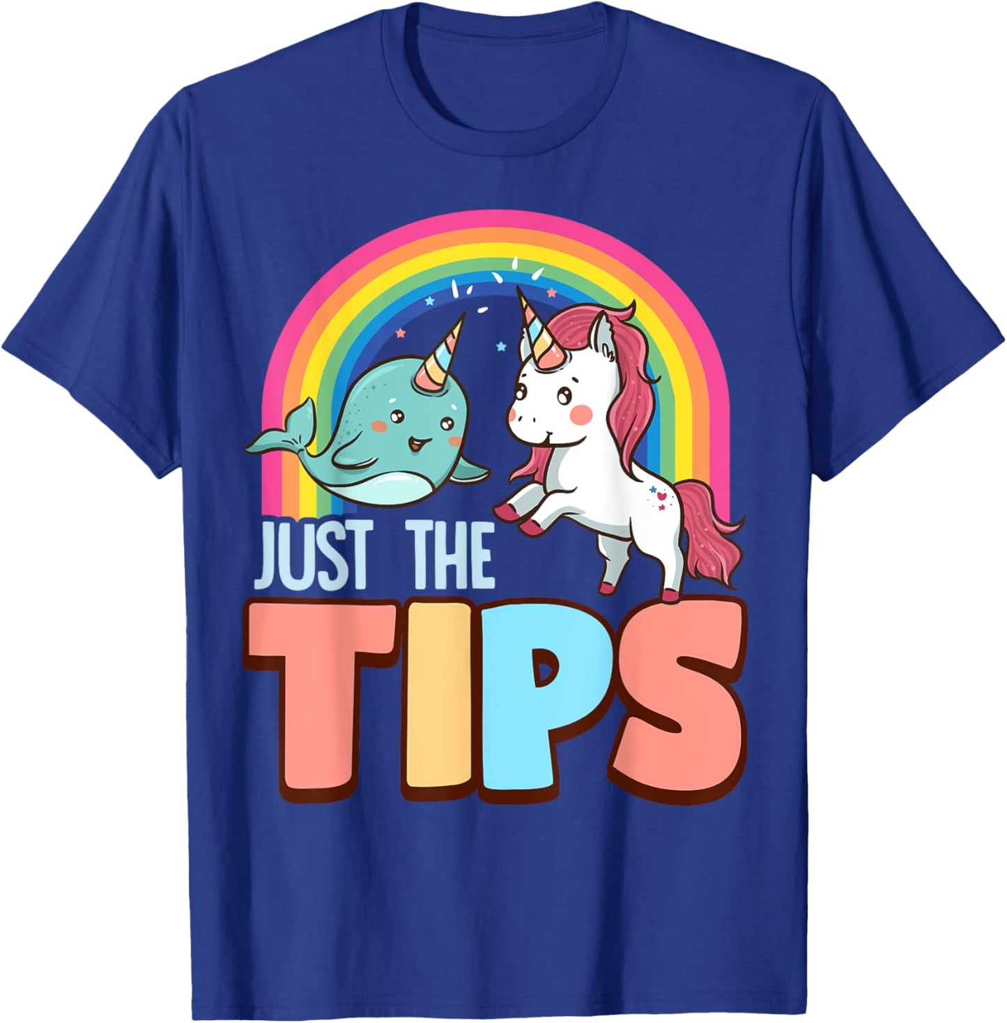 Funny Just The Tips Naughty Narwhal Unicorn Pun T-Shirt - T-Shirt | Royal