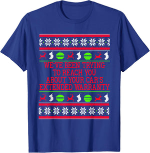 Ugly Christmas Sweater Car's Extended Warranty Meme Graphic T-Shirt - T-Shirt | Royal