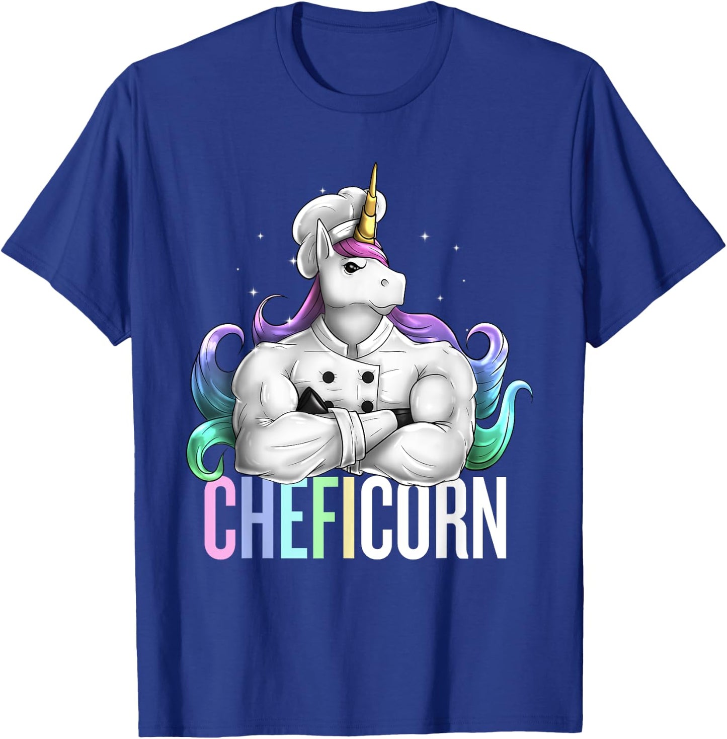 Unicorn Chef Cheficorn Cooking Pun Funny Cook Funny T-Shirt - T-Shirt | Royal