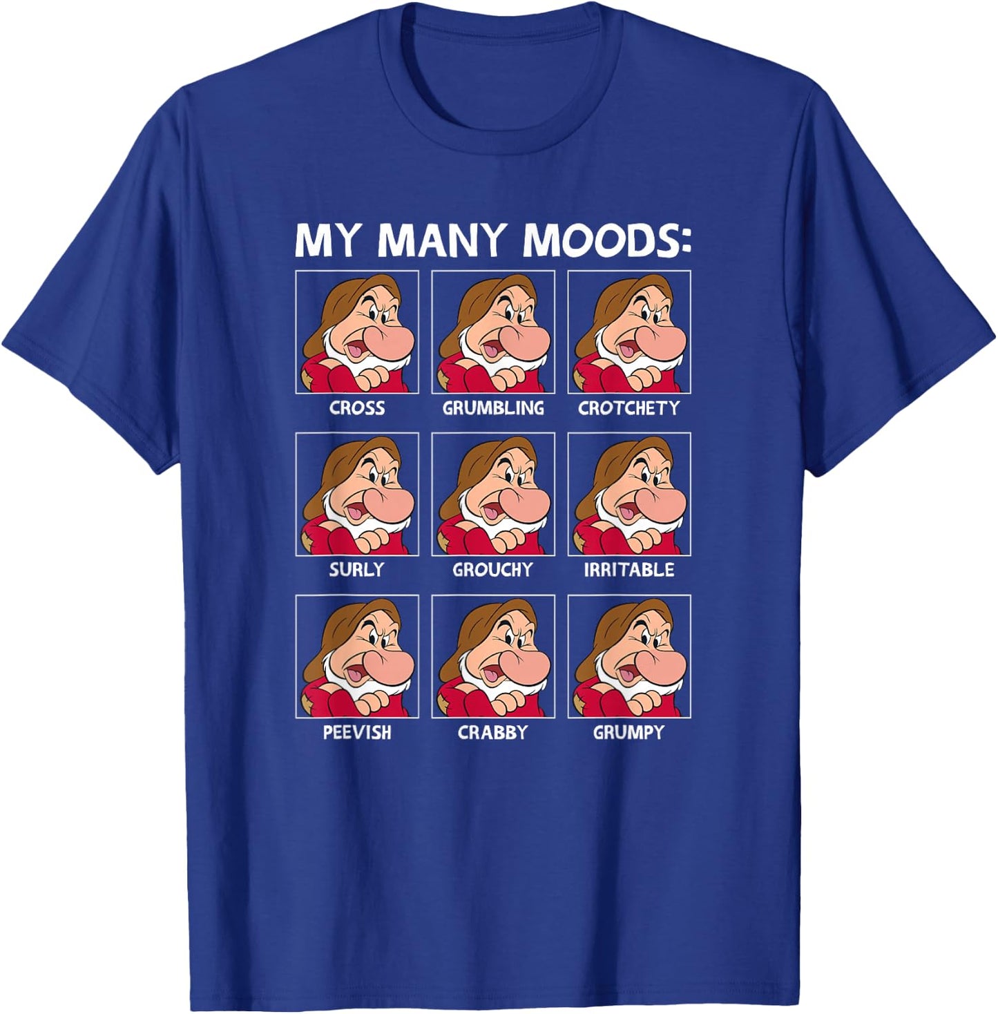 Disney Snow White and The Seven Dwarfs Grumpy's Many Moods T-Shirt - T-Shirt | Royal