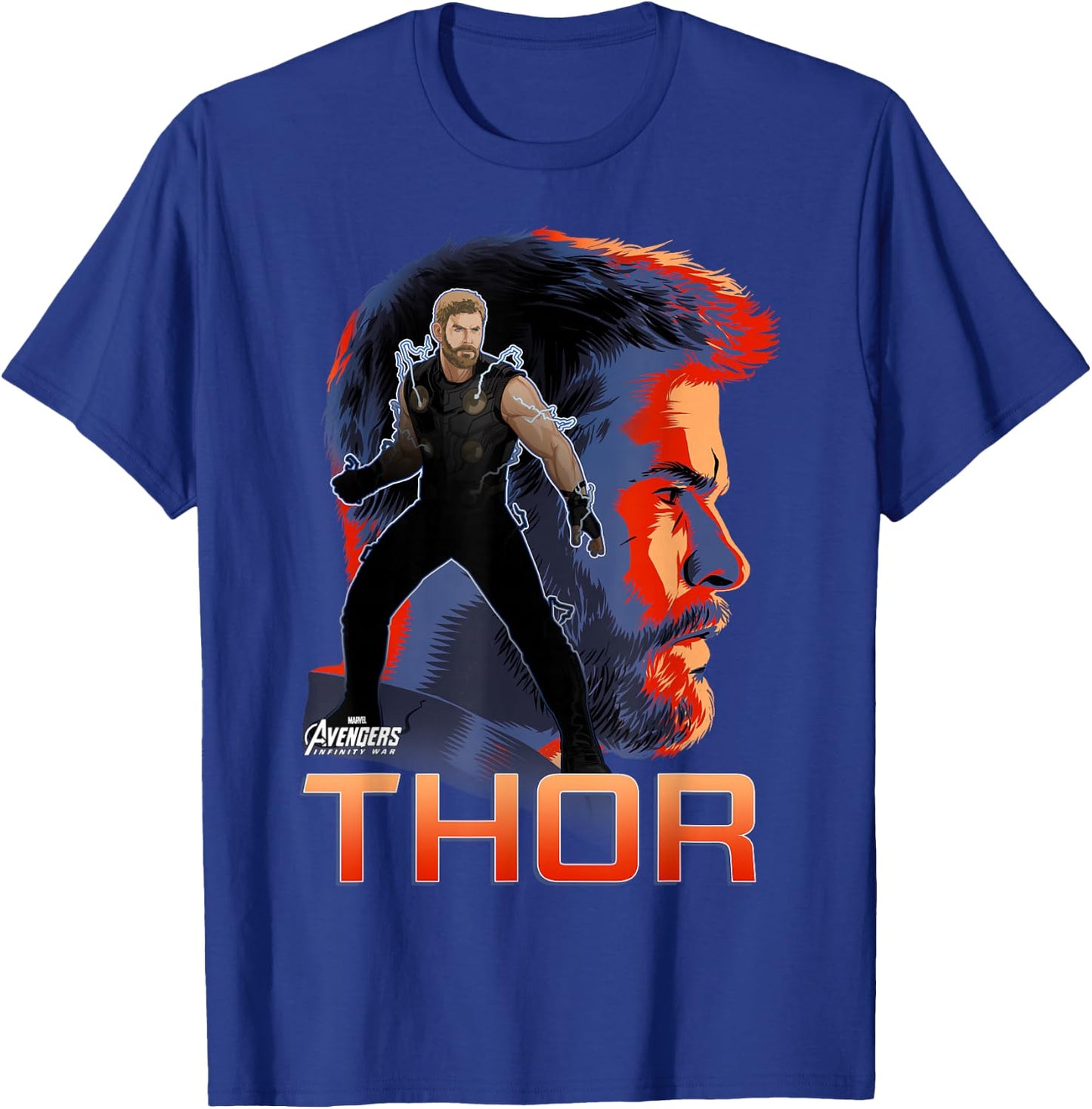 Marvel Infinity War Thor Big Head Profile Graphic T-Shirt - T-Shirt | Royal