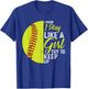 I Play Like A Girl Try To Keep Up Softball T-Shirt - T-Shirt | Royal