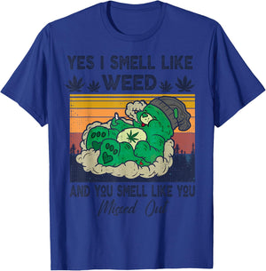Funny Bear Weed Marijuana 420 Smoker, Yes I Smell Like Weed T-Shirt - T-Shirt | Royal