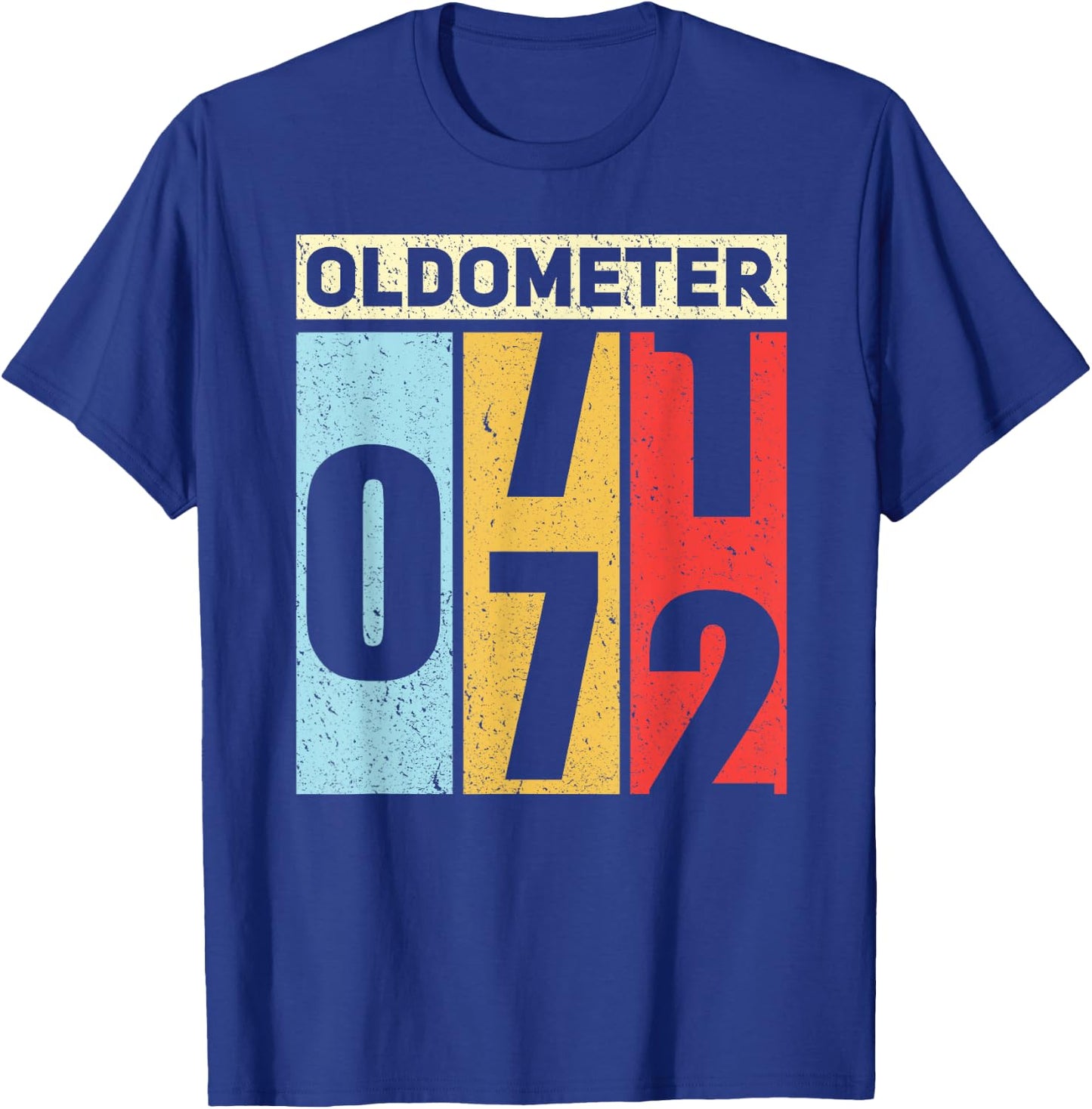 Oldometer 71-72 Funny 72nd Birthday Odometer Gift Oldometer T-Shirt - T-Shirt | Royal